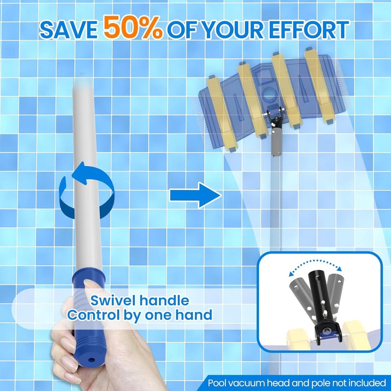 Poolvio Pool Vacuum Head Replacement Handles (2-Pack) – Heavy‑Duty Aluminum Swivel Handles with EZ Clips & Locking Pins – Fits Standard 1‑1/4″ Telescopic Pole & Pool Accessories - Image 4